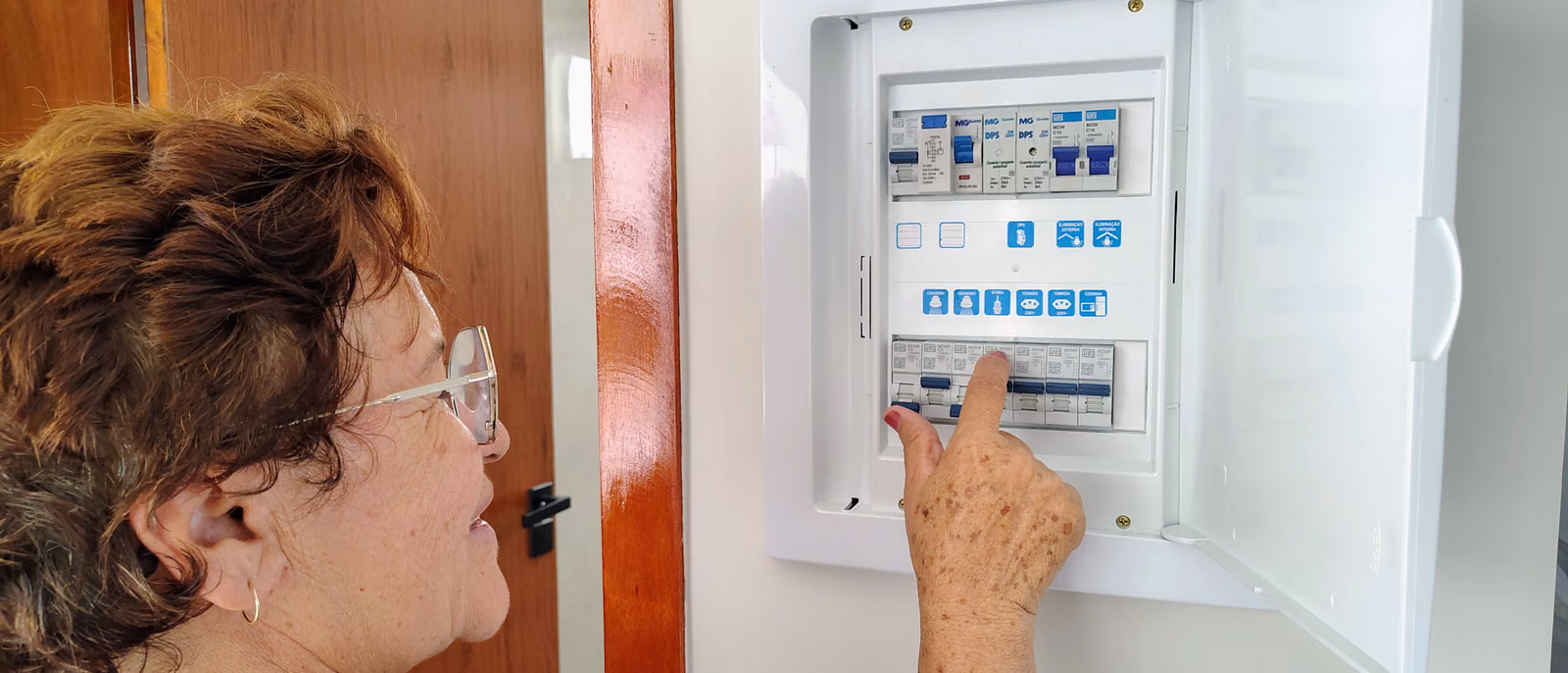 An electrical distribution panel being worked on